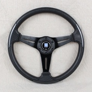 【ITSOK】JDM 14inch 340mm PU Carbon Look Spceddy ND Steering Wheel Deep Corn Universal Car