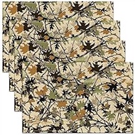 Army Camo Placemat,3D Camouflage Place Mats,Kids Boys Teens Men Dead Branches Leaves Wall Decor Tape
