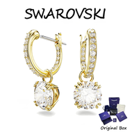 ♈Swarovski♈ ต่างหู Stilla จี้เพชรสีขาวทรงกลมชุบทอง (แจกกล่องของขวัญบรรจุภัณฑ์ของแท้)