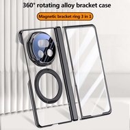 Electroplated Transparent Case For Honor Magic V5 5G Magnetic Rotation Holder Cover For Huawei Honor