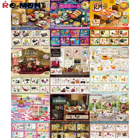 6/8pcs Genuine Re-Ment Microscene Blind Box Chocolate World Hamburger Model Dessert Room Decor Anima