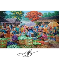 Supermarket wall decoration plus frame 100x50cm