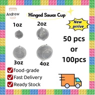 Eco-Friendly Hinged-Lid Sauce Cups - 1/2/3/4oz | Disposable Saucer Cups