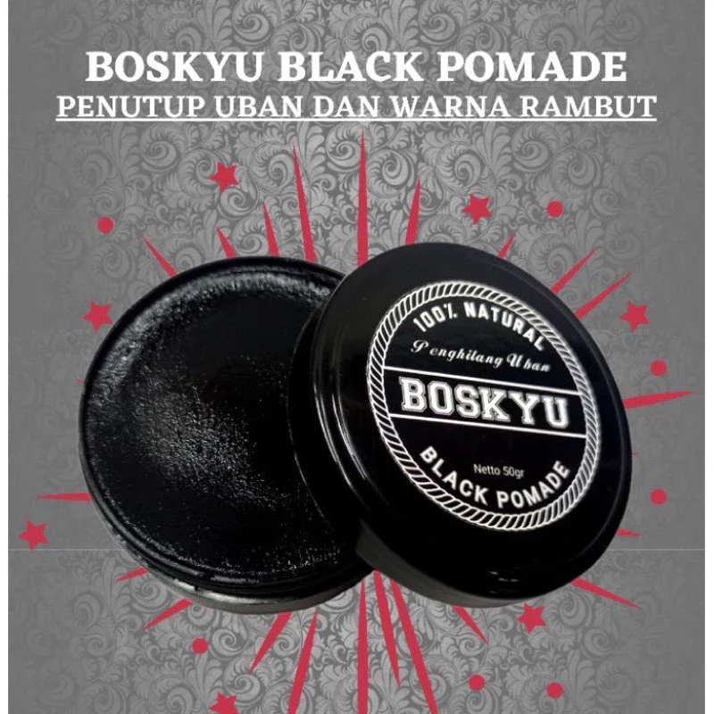 BLACK POMADE BOSKYU PENGHILANG UBAN PENGHITAM RAMBUT SEKETIKA SEMIR RAMBUT