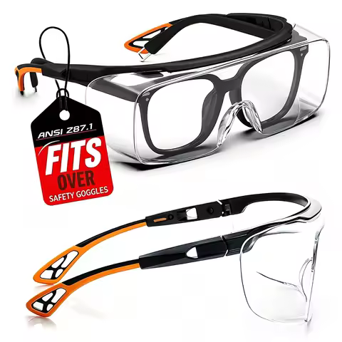 Adjustable Over-Glass Safety Glasses - ANSI Z87.1, Anti-Fog, Scratch-Resistant & Side Shields HM6