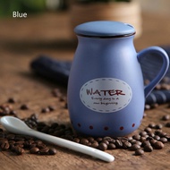 400ml Korean Ceramic Mug Coffee Drink Cup with Lid Spoon Milk Cup 8 Styles Simple Cute Mugs Color Ma