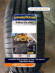 215/45R18 Eagle F1 Sport 93W Goodyear w/ Free  Tire Valve &amp; 120g Wheel Weight