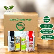 Moc Viet brown rice box 4kg. (Organic tricolor brown rice, Organic black brown rice, Organic red bro