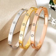 Gelang Tangan Couple Titanium Anti Karat Reka Berlian Mewah Hadiah Valentine Anniversary Istimewa