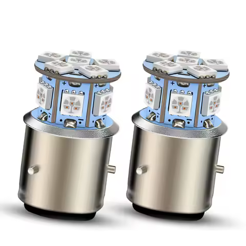 RUIANDSION 2 Pcs 12 5050SMD Motorcycle Headlight BA21D White Moped Scooter Replacement LED Bulb 6000