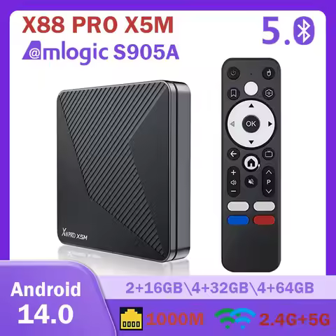 X88 PRO X5M Android 14 TV BOX Amlogic S905X5M Wifi6 BT 1000M LAN 4K Quad Core Voice Assistant Media 