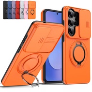 Slide Camera Cover Magnetic 360 Rotate Metal Ring Stand Shockproof Phone Case for Samsung S26 Ultra,
