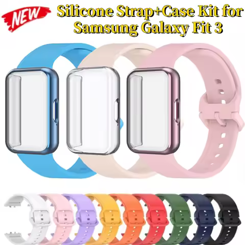 Silicone Strap+Case Kit for Samsung Galaxy Fit 3 Accessories Bracelet for Samsung Galaxy Fit 3 Prote