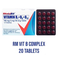 RiteMed Vitamin B-Complex| Vit B1+B6+B12 —For Nerve Pain (20 tablets)