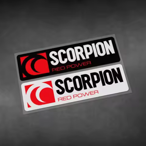 2Pcs Scorpion Red Power Waterproof Vinyl Stickers For Car Exhaust Motorcycle Helmet