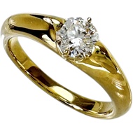 Size 5.5, Diamond (estimated G-VS1-EX) 0.327ct Ring, K18 Gold, 3.5g, Women's [Used]