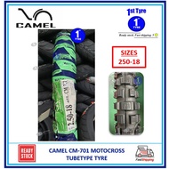 TAYAR MOTOCROSS CAMEL MOTORCYCLE TUBE Type TYRE CM701 250-18, 275-18(tmax)(BUNGA CROSS)(tayar cheeta