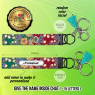 Wristlet Lanyard Keychain Printed Batik Design with Custom Name – Perfect Gift for Special Occasions