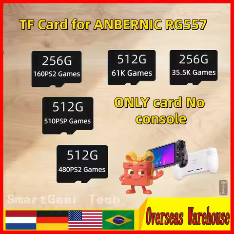 512G TF Card for ANBERNIC RG557 Retro Handheld Game Console Video Game Consoles WiFi Android 14 PSP 