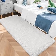 Runner Rug for Bedroom White 2x5ft Fluffy Area Rug Bedside Runner Rug for Kids Room Boys Teens Nurse