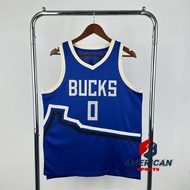 Men's 2024-25 Milwaukee Bucks Damian Lillard Hot Pressed Blue Basketball City Jersey