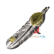 จี้ขนนกสีทองลายดอกกุหลาบ Goros สะพานสูงเงอะงะเครื่องประดับเงินทำมือ goros สำหรับผู้ชายและผู้หญิงเงิน