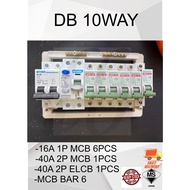 *LOW PRICE* DB SET 10WAY 16A MCB + ELCB 40A + MAIN SWITCH 40A (FULL SET)
