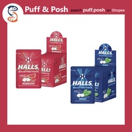 【READY STOCK】 1 box (10 packs) - HALLS Sugar Free Mints Cool Watermelon | HALLS Cool Mint 15.4g