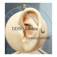 DD99 จิวดามหู ฝังเพชร สแตนเลส 316L ก้าน 1.6 mm. ยาว 3.8 cm. ไม่ลอก ไม่ดำ Stainless 316L จิวปีกหู ดาม