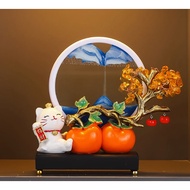 Fortune Cat with Blue Quick Sand Drop (DD52) 招财猫柿子果植株摆件