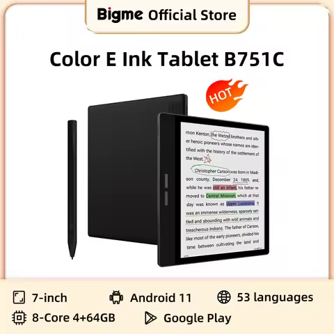 Bigme ebook reader 7'' color e-ink electronic book 36-level cold & warm front light Android open sys