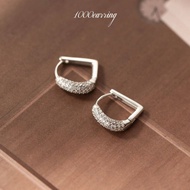 1000earring 925 Sterling Silver Phebe Diamante Hoop Earrings - Silver