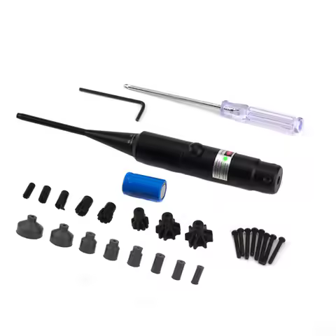 Tactical Red Green Barrel Bore Sight Kit for .177 to .50 Caliber Rifle Handgun Boresighter with Butt