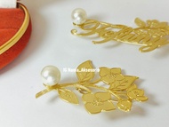 bros pin custom bunga / nama sendiri lapis emas gold