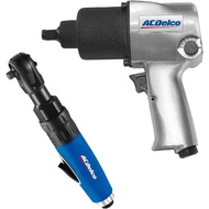 ACDelco ANI405A-NK1 Pneumatic Heavy Duty Twin Hammer ½” 5-Speed Impact Wrench & 3/8” Ratchet Wrench 