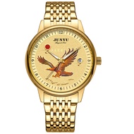 JUNYU Watch Mens Watch Luminous Trend Fully Automatic Non-mechanical Watch Gold Totem Steel Butterfl