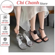 Women's 9cm High Heels Elegant Camellia Stiletto Heels Embellished 9p Stiletto High Heel Sandal Kore