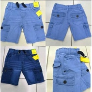 Jeans budak 4dan 6poket short pant denim ber gettah quality iytem saiz 2-12