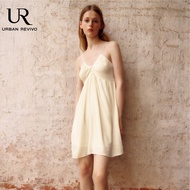 URBAN REVIVO Womens Spring 2024 Ruffle Off Shoulder Sleeveless  Dress A-Line Casual Beach Mini Dresses
