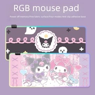 Kuromi RGB Luminous Mouse Pad Oversized Girl Melody Gaming Game Atmosphere Thickened Mouse Pad