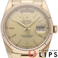 勞力士星期日曆型腕錶 18238(L) K18YG 男士腕錶，香檳色顏色，1990 年，成色極佳 [二手]