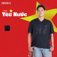 Adult unisex t-shirt V-neckshort sleeve with Vietnamese motifs 30.4 loose boxy form CANIFA S 5TS26S0