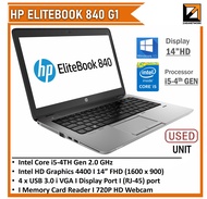 HP Elitebook 840G1 Ultrabook Laptop Computer, Intel Core i5-4th Gen up to 2.6GHz, 8G DDR3 RAM VGA, DisplayPort, Webcam,USB 3.0, Windows 10 Pro 64-Bit