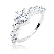 SO SEOUL Angelica Seven-Stone 1.25 CT Diamond Simulant Cubic Zirconia 6 Prong Setting Rhodium Ring