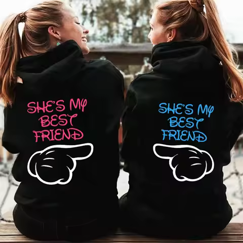 She's My Best Friend Women's Zipper Hoodie Autumn Winter Sweatshirt Streetwear Best Friend Bestie Ma
