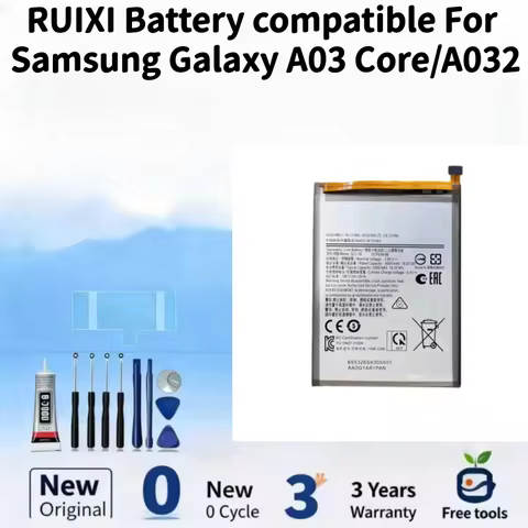 RUIXI Battery compatible For Samsung Galaxy A03 Core/A032 5000mAh SLC-50 Mobile Phone Batteries + Fr