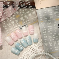 New Chinese Retro Buckle Nail Sticker TS4198 Sweet Lace White Bow Flower Nail Sticker Nail Sticker N