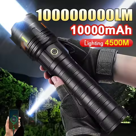 High Power 1000000LM Flashlight Rechargeable Strong Light Super Bright Lamp 1000mAh Military Tactica