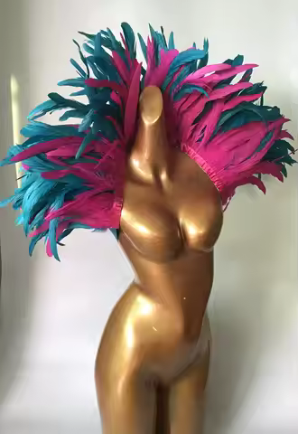 2-tone Color Carnival Showgirl Feather Shawl Feather Scarf