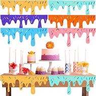 LemonRoad 6 Pack Art Themed Party Table Skirts 40 x 16 Inches Colorful Felt Paint Splatter DIY Back 